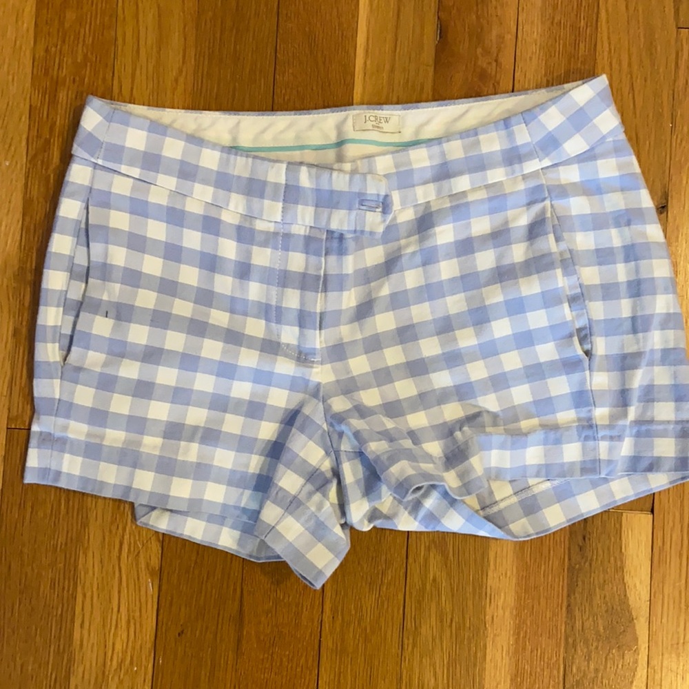 J Crew Stretch Blue Gingham Shorts